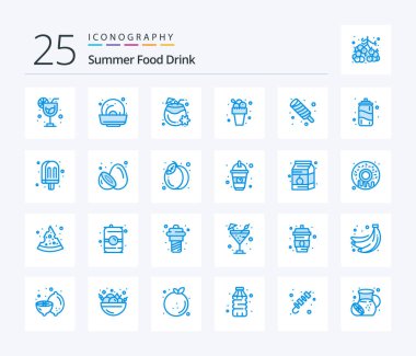 Summer Food Drink 25 Blue Color icon pack including meal. food. drink. summer. sweet