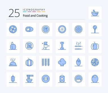 Food 25 Blue Color icon pack including kiwi. food. fork. snack. donut