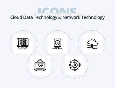 Cloud Data Technology And Network Technology Line Icon Pack 5 Icon Design. refresh. computers. electricity. computing. computer