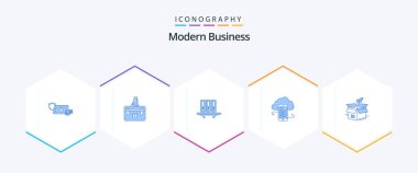 Modern Business 25 Blue icon pack including database. archive. briefcase. files. marketing