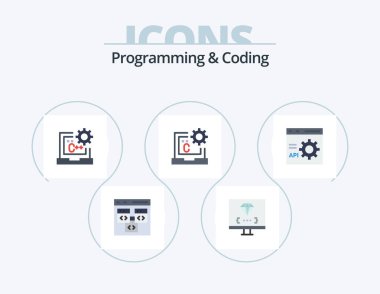 Programming And Coding Flat Icon Pack 5 Icon Design. develop. browser. development. development. coding