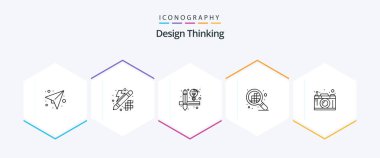 Design Thinking 25 Line icon pack including graphic. creativity. creative. camera. grid