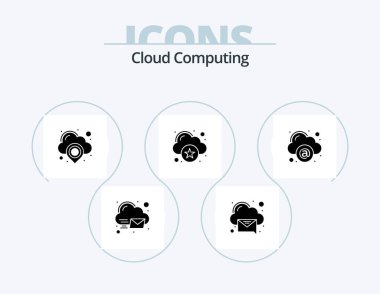 Cloud Computing Glyph Icon Pack 5 Icon Design. mail. star. cloud. computing. rating