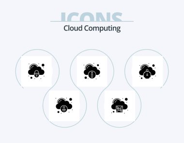 Cloud Computing Glyph Icon Pack 5 Icon Design. internet speed. up. cloud. server. cloud