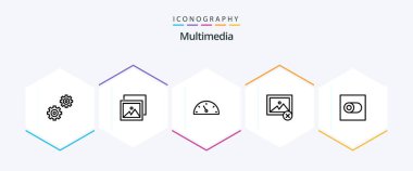 Multimedia 25 Line icon pack including . . speed. toggle. control