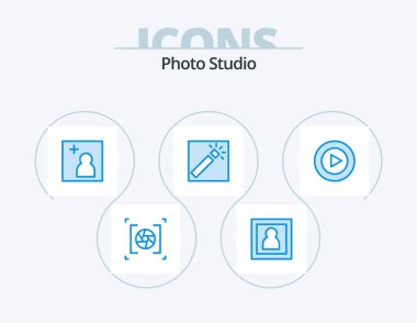 Photo Studio Blue Icon Pack 5 Icon Design. video. studio. camera. retouch. photographer