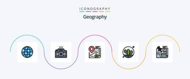 Geo Graphy Line Filled Flat 5 Icon Pack Including nature. cactus. picture. cancel. target