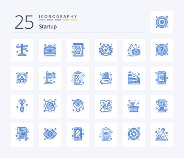 Startup 25 Blue Color icon pack including transform. flip. hourglass. star. insignia
