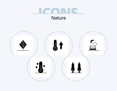 Nature Glyph Icon Pack 5 Icon Design. nature. thermometer. feather. nature. climate