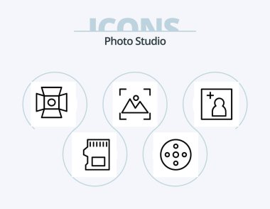 Photo Studio Line Icon Pack 5 Icon Design. multimedia. media. image. retouch. photographer