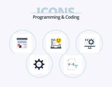 Programming And Coding Flat Icon Pack 5 Icon Design. develop. bad. document. webpage. development