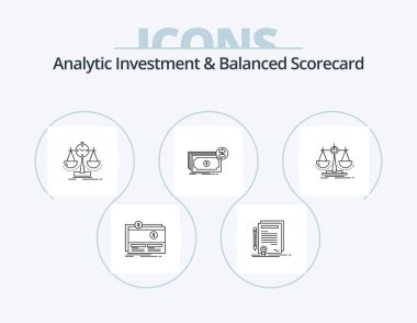 Analytic Investment And Balanced Scorecard Line Icon Pack 5 Icon Design. convergence. business. invoice. market. financial