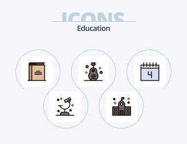 Education Line Filled Icon Pack 5 Icon Design. music. guitar. backpack. folk. school bag
