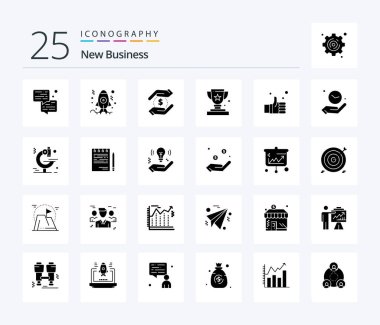 New Business 25 Solid Glyph icon pack including award . development . money. dollar