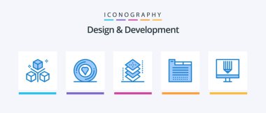 Design and Development Blue 5 Icon Pack Including web design. tabs. sticker. tab. layers. Creative Icons Design