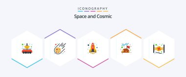 Space 25 Flat icon pack including star wars. space. space. space. flag