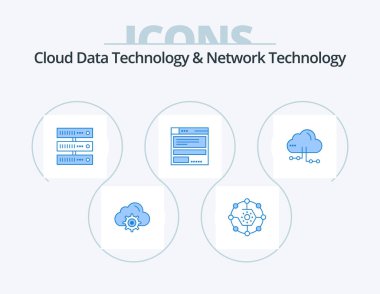 Cloud Data Technology And Network Technology Blue Icon Pack 5 Icon Design. cloud. computing. share. browser. network