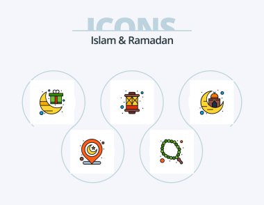 Islam And Ramadan Line Filled Icon Pack 5 Icon Design. ramadan. mosque. celebration. religion. book