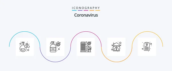 Coronavirus Line Icon Pack Including Patient Chart Protection Building Prevent — 图库矢量图片