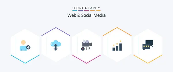 Web Social Media Flat Icon Pack Including Mail Media Chat — Stockový vektor