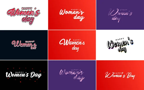 Set Cards International Women Day Logo Bright Colorful Design — Archivo Imágenes Vectoriales