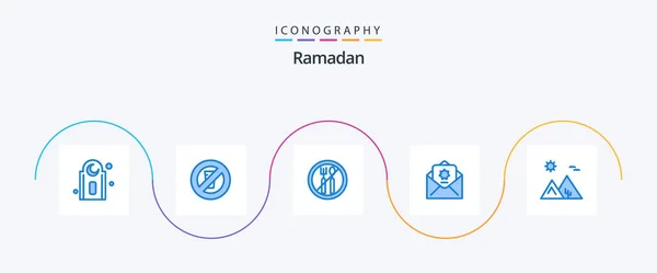 Ramadan Blue Icon Pack Including Egypt Arabian Ramadan Arabia Islam — Vetor de Stock