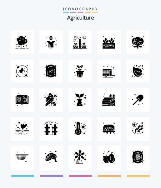 Creative Agriculture Glyph Solid Black Icon Pack Plant Vegetable Production — ストックベクタ
