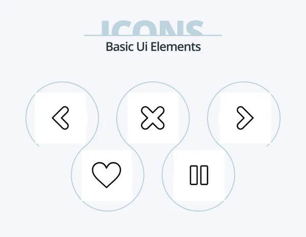 Basic Elements Line Icon Pack Icon Design Écrire Étude Debout — Image vectorielle