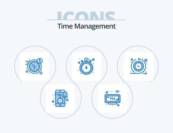 Time Management Blue Icon Pack Icon Design Cycle Time Timer — Stock Vector