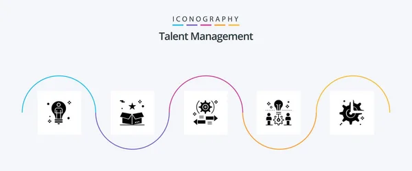 Talent Management Glyph Icon Pack Including Idea Team Package Right – stockvektor
