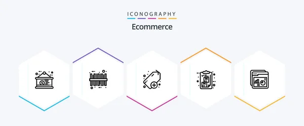 Ecommerce Line Icon Pack Including Rate Analysis Package Delivery — ストックベクタ