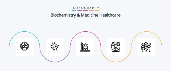 Biochemistry Medicine Healthcare Line Icon Pack Including Molecule Atom Medical — Stock Vector