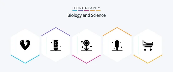 Biology Glyph Icon Pack Including Hospital Biology Bed Medical — Vetor de Stock