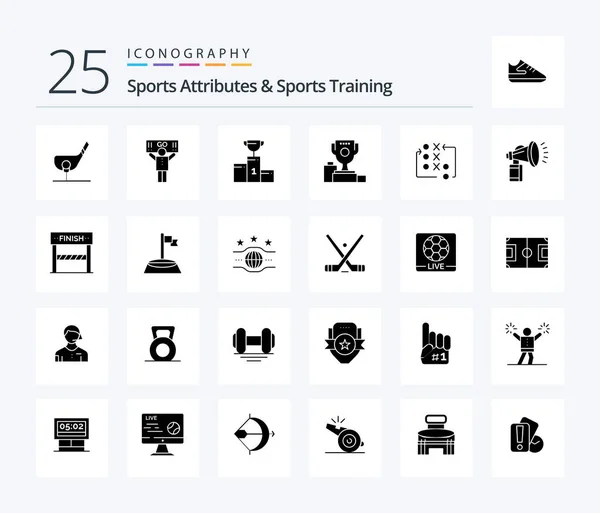 Sports Atributes Sports Training Solid Glyph Icon Pack Including Tactic — Stock Vector