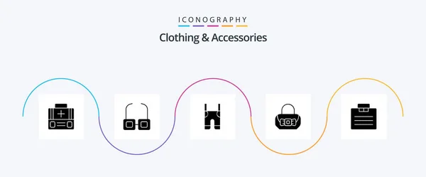 Clothing Accessories Glyph Icon Pack Including Portfolio Briefcase Braces Purse — Stock vektor