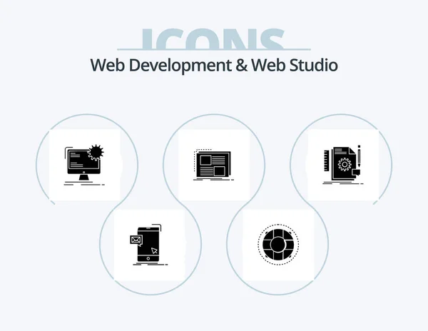 Web Development Web Studio Glyph Icon Pack Icon Design Design — Stock Vector