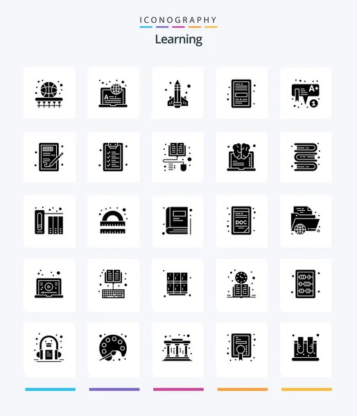 Creative Learning Glyph Solid Black Icon Pack File Ebook Online — Vettoriale Stock