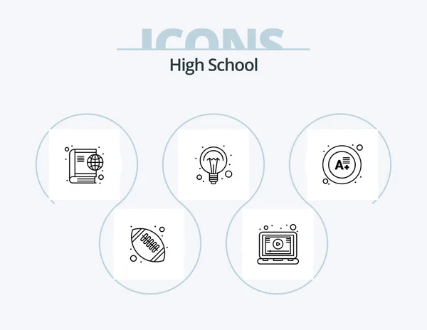 High School Line Icon Pack Icon Design Moleskin Survey Alarm — Stock vektor