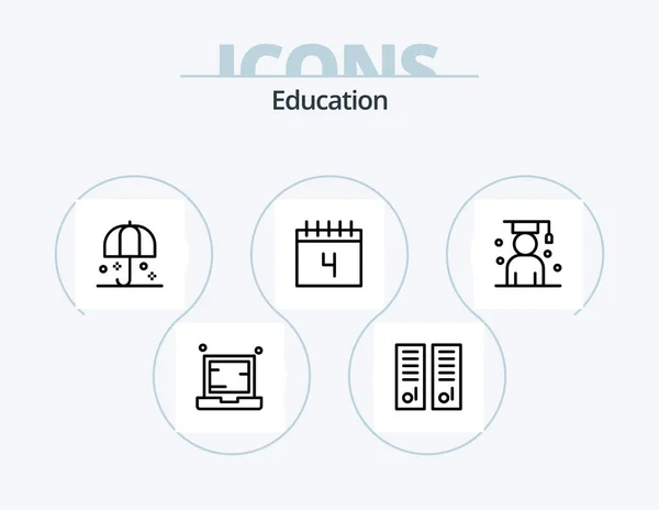 Linha Educação Icon Pack Icon Design Chuva Seguro Livre Sistema — Vetor de Stock