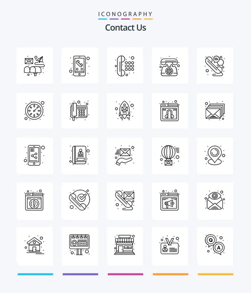 Creative Contact Outline Icon Pack Line Call Communication Telephone Communication — ストックベクタ
