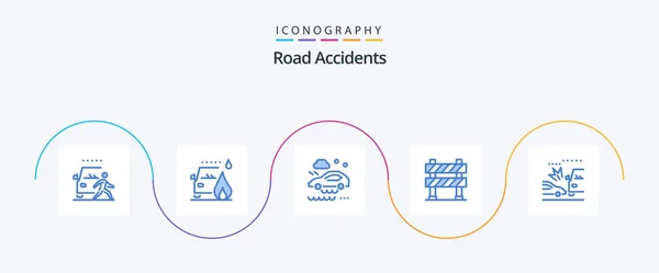 Road Accidents Blue Icon Pack Including Construction Construction Barrier Road — ストックベクタ