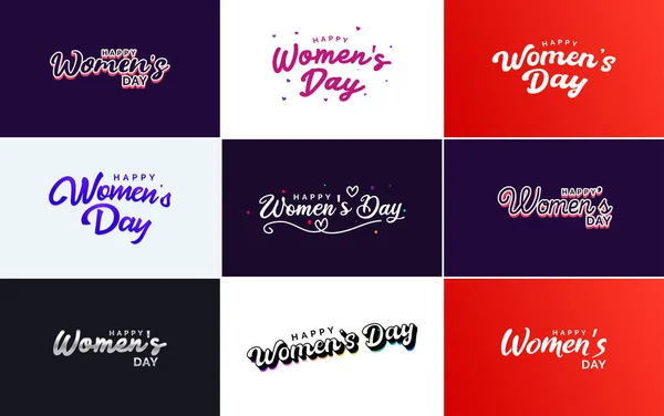 Set International Women Day Cards Logo Gradient Color Scheme — Διανυσματικό Αρχείο