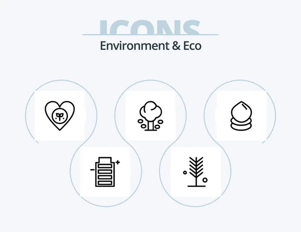 Environment Eco Line Icon Pack Icon Design World Ecology Tag — Vector de stock