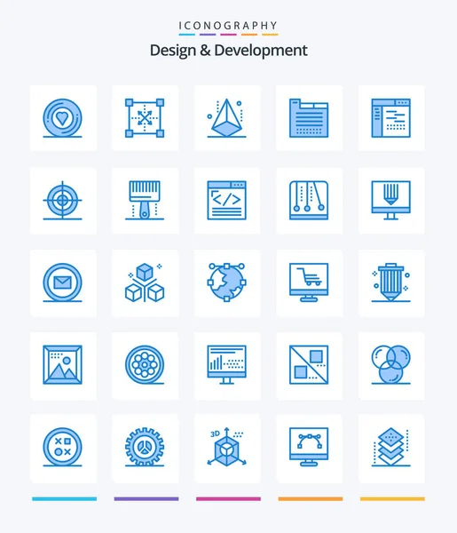 Creative Design Development Pacchetto Icona Blu Come Web Design Schede — Vettoriale Stock