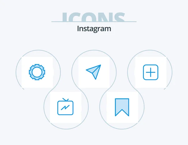 Instagram Blue Icon Pack Icon Design Upload Gear Instagram Sets — Stockový vektor