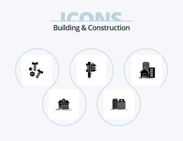 Gebäude Und Bau Glyph Icon Pack Icon Design Winzig Maßstab — Stockvektor