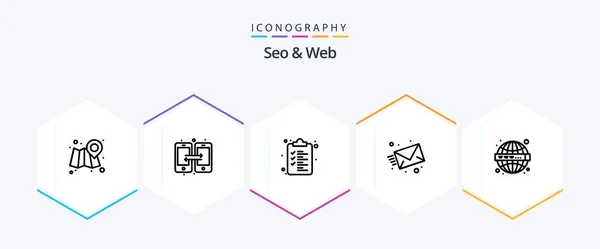 Seo Web Line Icon Pack Including Www Web List Seo — Vetor de Stock