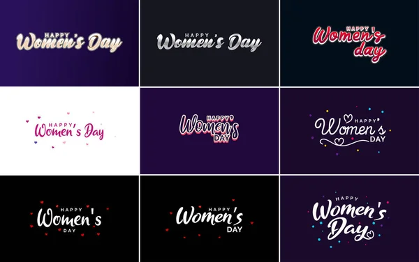 March 8Th Typographic Design Set Happy Women Day Text — Vector de stock