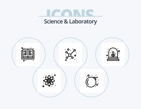 Science Line Icon Pack Icon Design Flask Beaker Molecule Science — 图库矢量图片