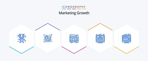 Marketing Growth Blue Icon Pack Including Website Design Web Page — Stock vektor